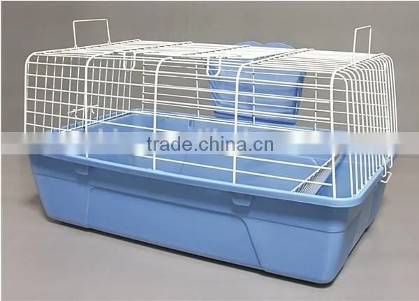 Ekia Pet White Steel And Blue Plastic Bottom Small Animal Cage For Rabbit