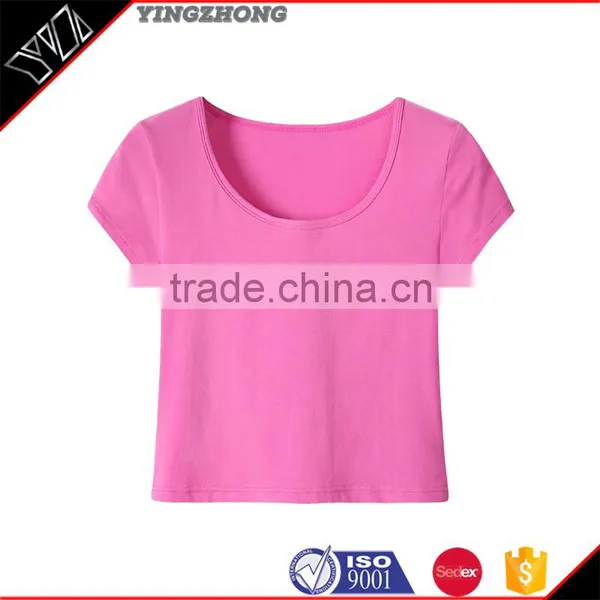 China Factory Whlesales Women Clothing Blank Short Sleeve Solid Colord Sexy T-shirt / t Shirs /tshirs With Soft Fabric photo-3