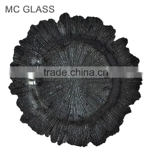 Wholesale Newest Home Decoration and Catering Black Glass Wedding Charger Plate