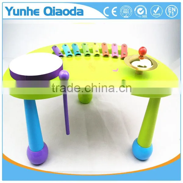 Wooden Musical Percussion Instruments Blue Half-round Table Xylophone Drum Symbol Noisy /educational Wooden Toy/ photo-5