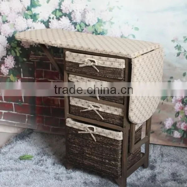 Folding Wooden Ironing Board With Wicker Drawer photo-3