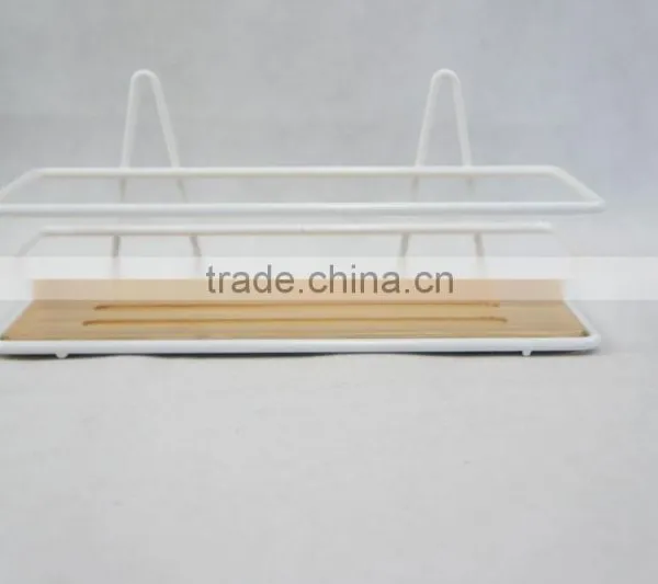 Metal & Bamboo Bathroom Caddy With Suction photo-2