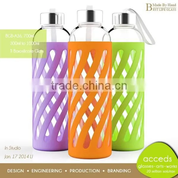 Promotion Portable Glass High Quality Silicone Water Bottle photo-4