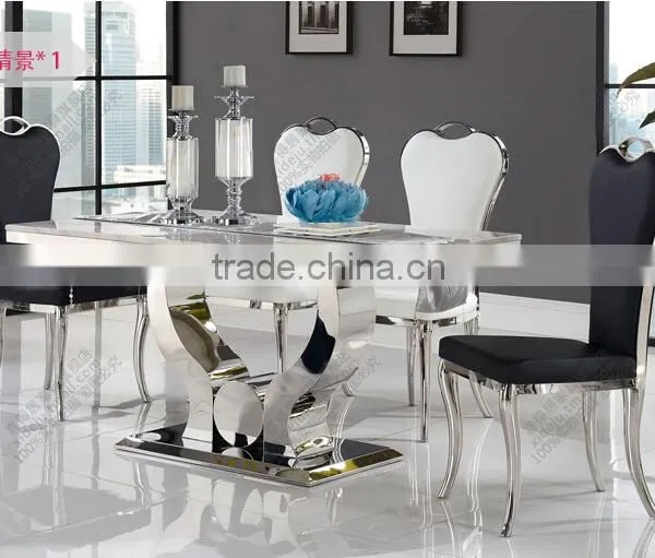 2015 Best Seller Marble Dining Table/stainless Steel Dining Table AH 2197 photo-4