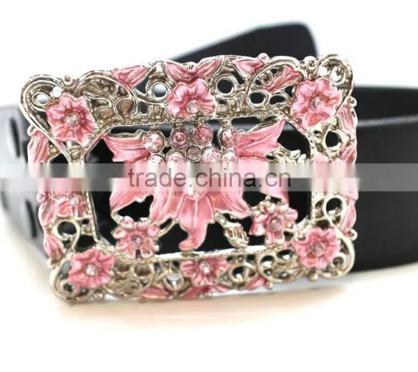 Belt Buckle With Painting Gems Rhinetone, Hot Sale Embellished Buckle, Zinc Alloy Embellishment Floral Design photo-6