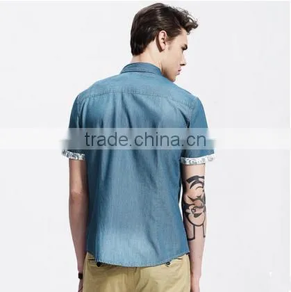 Wholesale China Short Sleeve Men's Shirt Latest Shirt Designs for Men Denim Shirt for Men photo-4