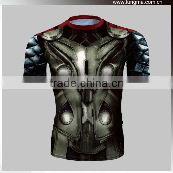 Spandex / Polyester Sublimation Short Sleeve Compression Shirts photo-3