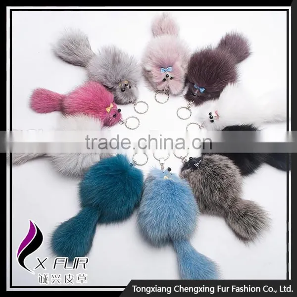CX-R-11A Colourful Cute Promotional Fox Tail Fur Keychain photo-4