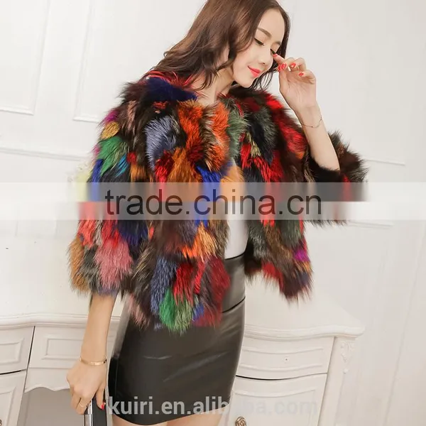 2016 New Design Colorful Fox Fur Short Jacket Fox Whole Skin Fur Winter Coat Lady New Design photo-4