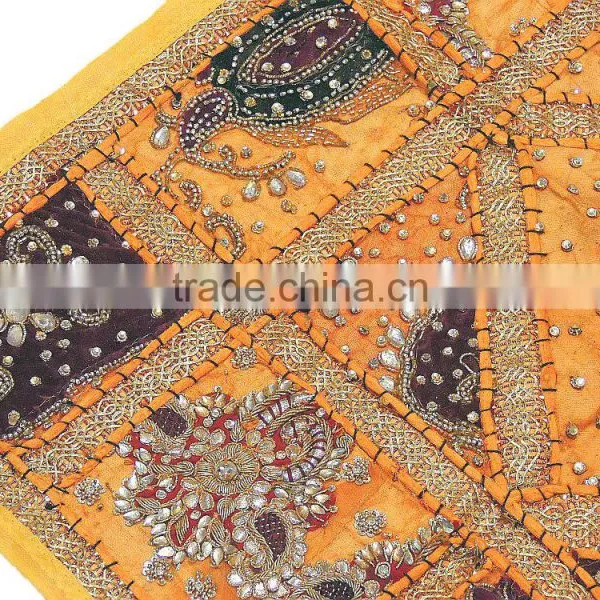 Orange Floor Luxury Pillow Cover Indian Decorator Tapestry Large Bed Cushion photo-5
