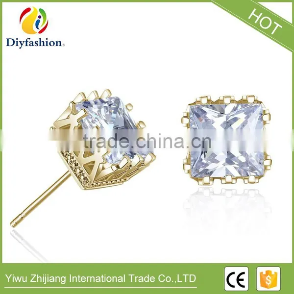 Fashion Jewelry Colorful Hollow Square Cubuic Zircon Stud Earring photo-4