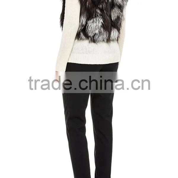 YRFUR YR043 Chic Style Fox Fur Waistcoat/Stand Collar Patchwork Fox Fur Vest photo-5