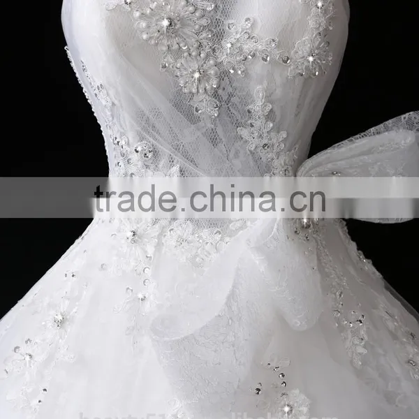 Hot Sale Embroidered A-Line Off-Shoulder Lace Wedding Dress F11701 photo-4