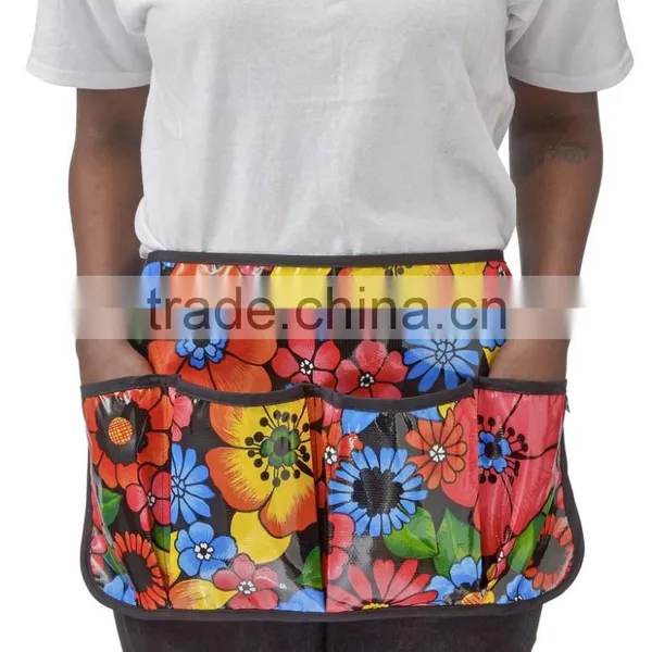 New Fancy Gardening Apron Bag Printed Canvas Waist Apron With Tools Pockets Multi Pockets Gadening Apron Customized Bib Apron