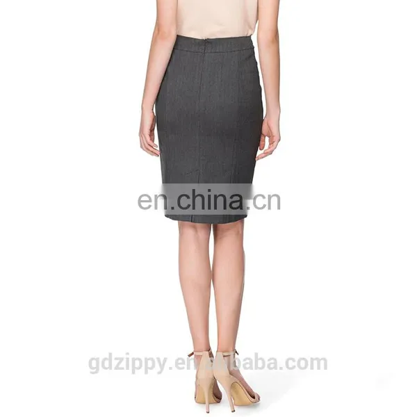Grey Fashion Knee Length Pencil Skirt For Mature Women photo-4