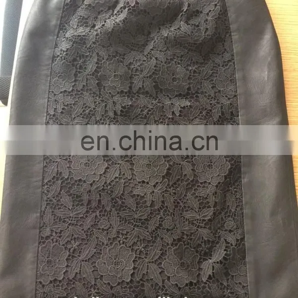 Girls pu Leather Straight Skirt With Lace photo-3