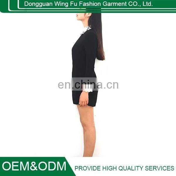 Slim Lapel Hollow Long-sleeved Dress Bottoming Skirt Dress Lapel Hollow photo-5