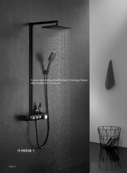 Black Colour Metal Case PPA Water Way Thermostatic Shower System photo-3