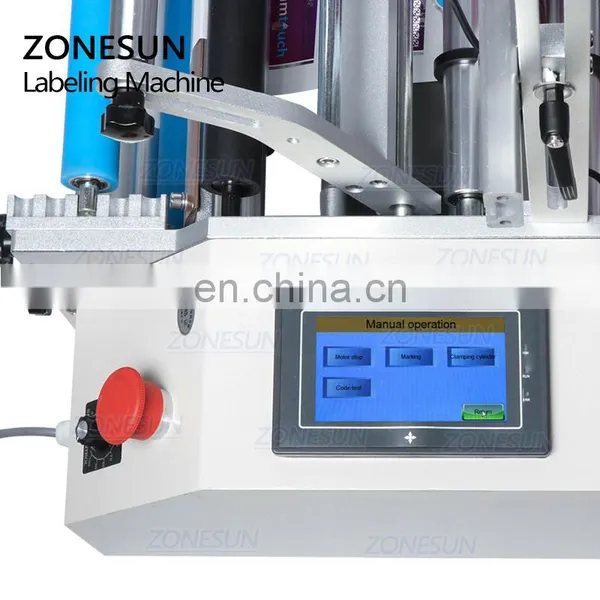 ZONESUN TB-190 Wine Double Side Sticker Round Water Semi Automatic Digital Bottle Labeling Machine For Plastic Bottle photo-2