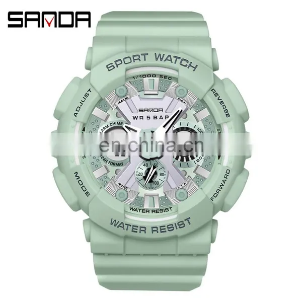 SANDA 6033 Men's LED Quartz Watches Military Fashion Sports Analog Alarm Watch Waterproof photo-3