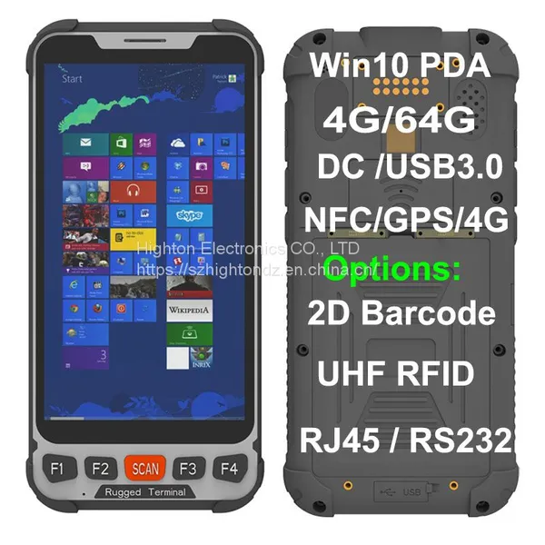 Cheapest 5.5 Inch WIN10 4+64GB Z8350 USB3.0 1920*1080 Rugged Handheld Computer Smart Hand Terminal PDA NFC 2D UHF RFID Scanner photo-5