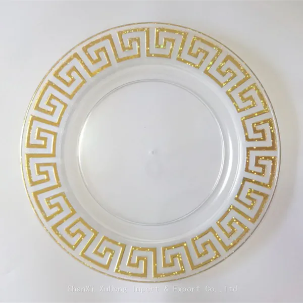 Reusable 13 Inch Gold or Silver Transparent Plate Party Decoration Plastic Charger Plates photo-4