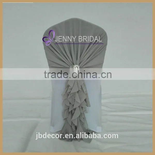 C304C Hot Pink Wedding Chair Cover Chiffon Ruffle Chair Sash photo-3