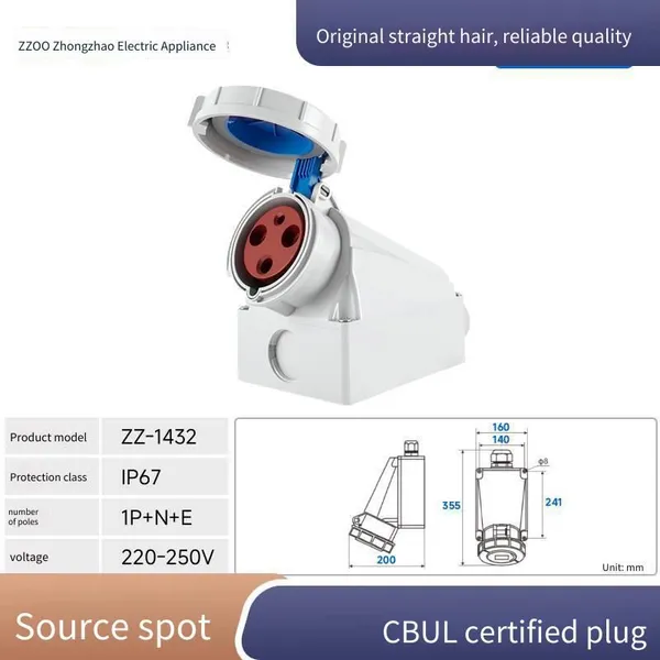 Zhongzhao Electrical Appliance 4-core Waterproof Aviation Ip67 Industrial Socket and Plug With cb Certification and ul Certification photo-5