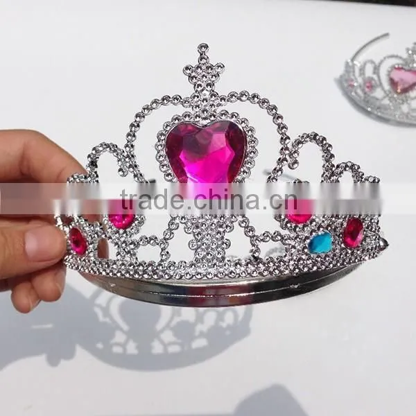 In Stock Factory Price Electroplating Plastic Tiara Princess Crowns for Kids for Sale photo-2