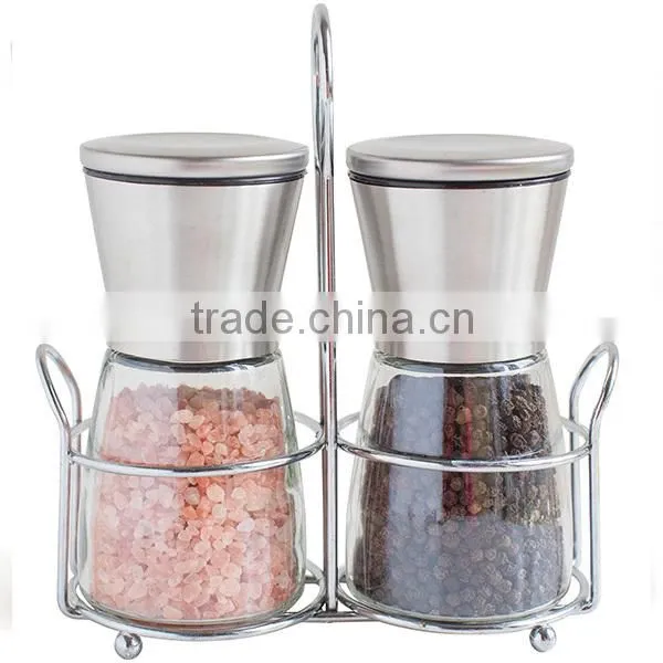 Top Quality 18/8 SS Salt and Pepper Shakers With Matching Stand Salt and Pepper Grinders Quality Choice