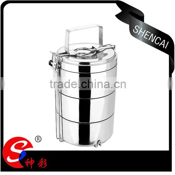 Stainless Steel Color 2 Layers Hot Lunch Box/ Insulated Tiffin Hand Pot/ Food Carrier photo-4