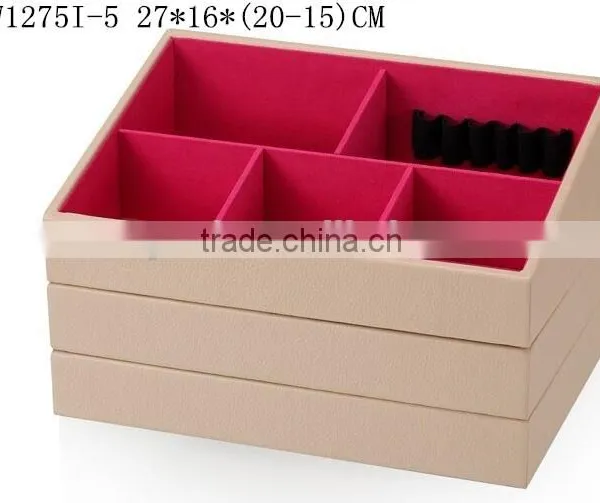 W1275I-4 Wholesale Slope Style Cosmetic Storage Box Stackable Wooden Jewelry Display photo-5