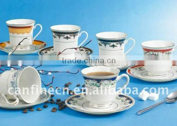 Porcelain Cup and Saucer, 12pcs Coffee Set, Cup and Plate Set for 6 Persons