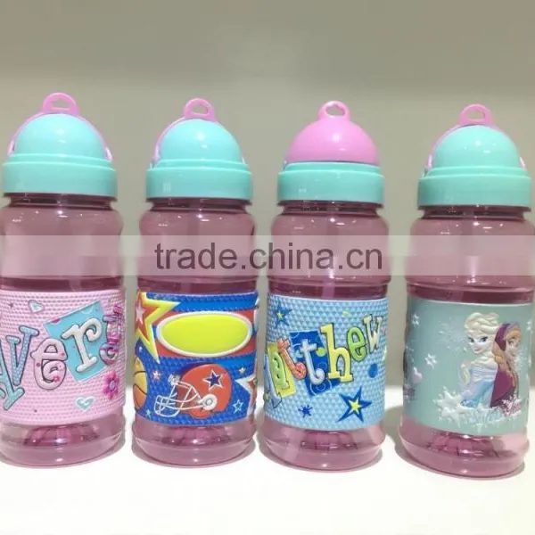 2016 Promotional New Design Dome Lid Custom PVC Figure Kids Bottle With Straw 350ml photo-2
