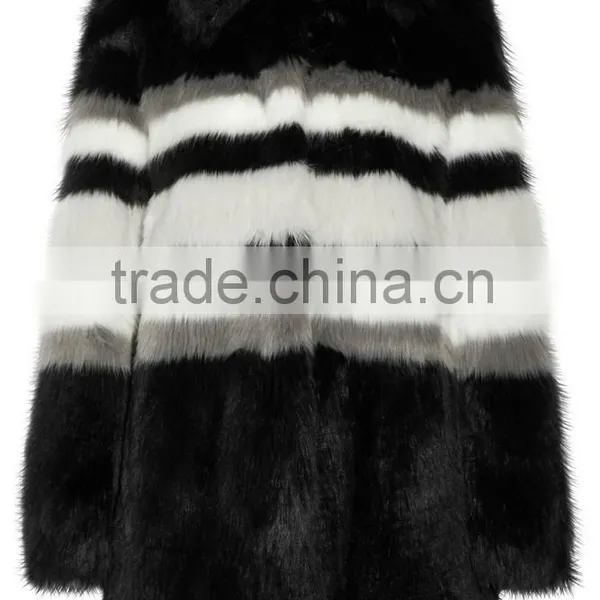 NEW Design Stripe Long Jacket Winter Women Jacket Fur Striped Faux Fur Coat photo-2