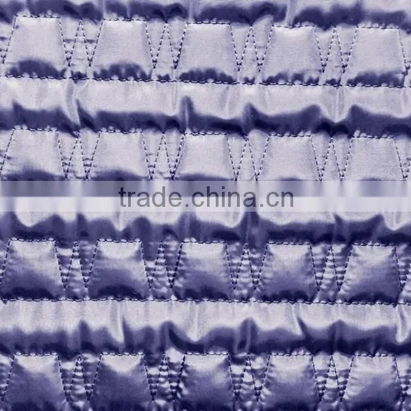 Polyester Stripe With Fashion Embroidered Padded Quilting Fabric
