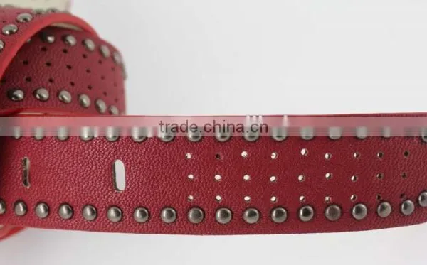 Women's Porpular Studded 35Mm PU Leather Belt With Hematite Buckle photo-6