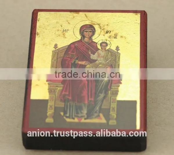 Greek & Russian Orthodox Wooden Icon. Mother God. Panachranta photo-6