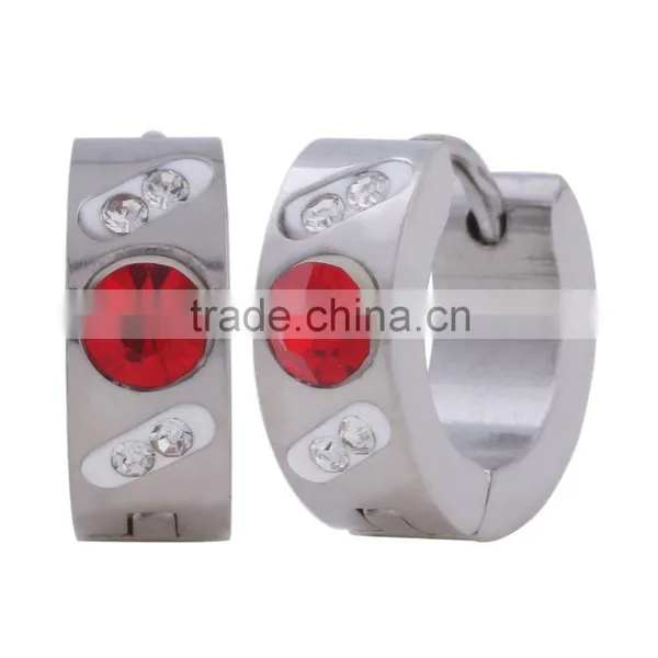 Fashion Women's Gold Crystal Stainless Steel Huggie Hoop Stud Earring photo-3