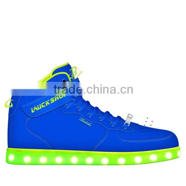 Hot Selling Men Luminous LED Boots With Buckle up Pu Upper LED Sneakers With Good Quality photo-3