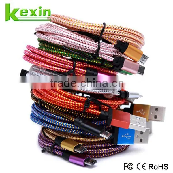 High Quality Colorful Braided Micro Usb Charging Data 5pin Cable for Android Mobile Phone photo-3