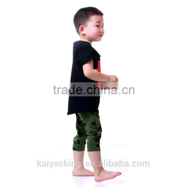 New Coming Stylish Casual Red and Black Cross Haren Pant Cotton Suit Comfortable Boy Clothing Sets photo-3
