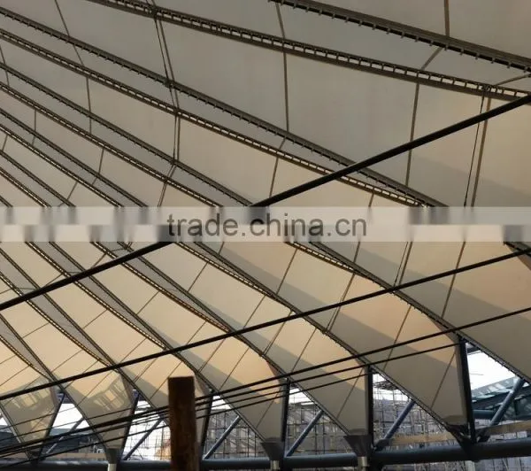China Supplier UV Resistance Umbelliform Cable Net Tension Membrane Structure Shed With PTFE Coated Fiber Glass Fabric photo-3
