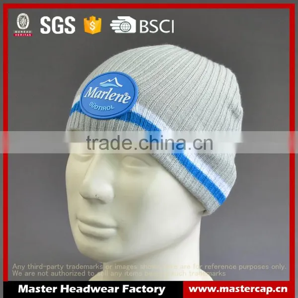 Acrylic Beanie Hat With Rubber Patch Logo