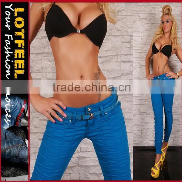 Crazy Ruffled Women Skinny Jeans Pants(LOTX009)