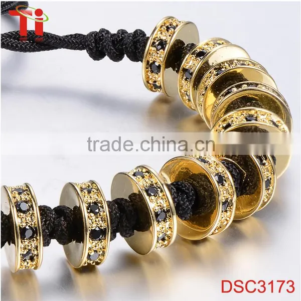 Fashion Gold Plated Zircon Stoppers Macrame Bracelet Braided Rope, 18k Gold Jewellery Wholesale Charm Bracelet photo-4