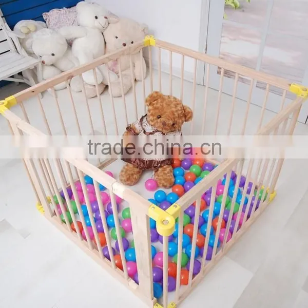 New Model 6 Panel Side Foldable Wooden Baby Playpen photo-3