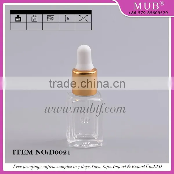 Unique Peffect Cube Shaped 6ml Transparent Glass Dropper Bottles With Aluminum Cap Dropper for Cosmetic Essential Oil photo-3