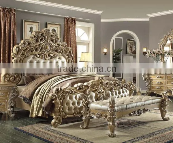European Classical Bed/Baroque Solid Wood Royal Bedroom Furniture Set(MOQ=1 SET) photo-2