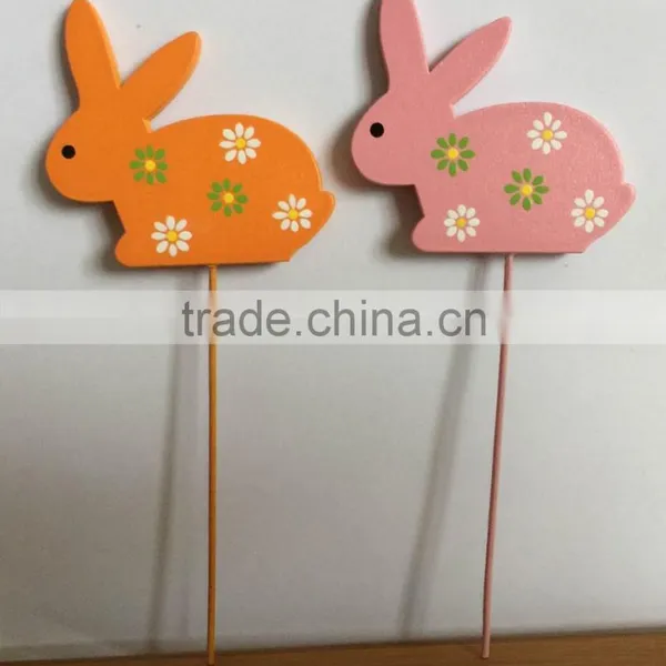 Promotion Design Good Quality Popular Easter Decoration Wooden Rabbit Picks Stick Decoration photo-3
